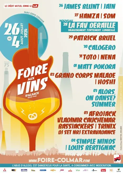 Affiche de la 75eme édition de la Foire aux Vins à Colmar - aout 2024